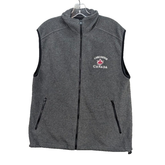 Northern Vibe Vancouver Canada Men's Vest Full Zip Fleece Streetwear Gray Size M - Picture 1 of 10